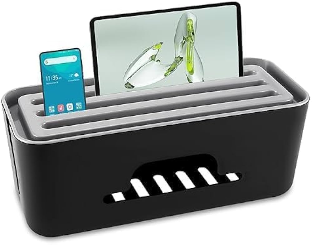 Cable Organizer Box – Desktop Power Strip & Cable Management Station