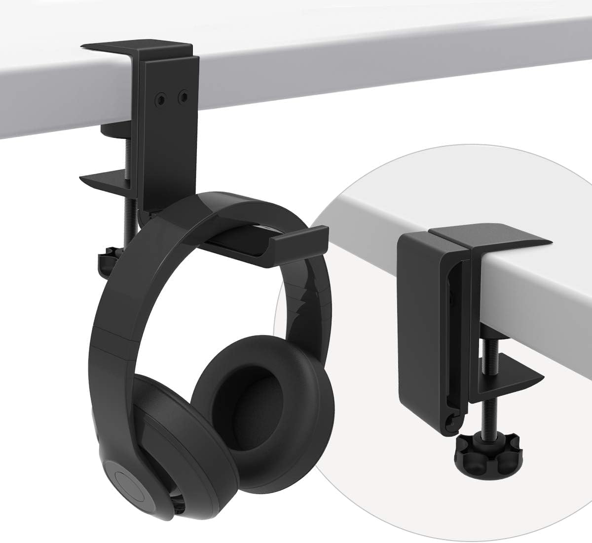 Under-Desk Headphone Hanger Hook with USB Charging Ports – No-Drill Mount