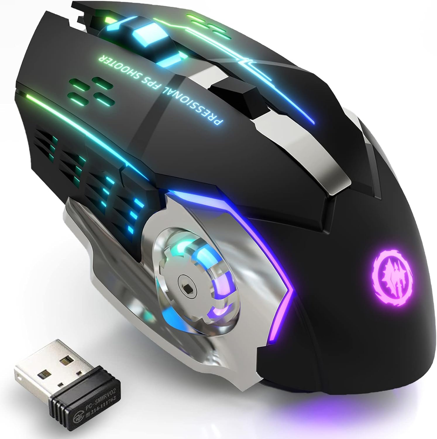 2.4G Wireless RGB Gaming Mouse – Rechargeable Silent Optical Mouse 6 Buttons