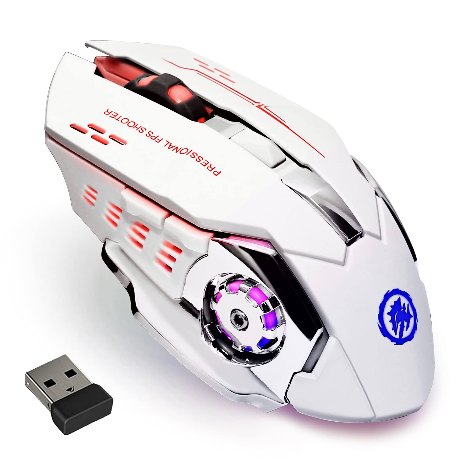 2.4G Wireless RGB Gaming Mouse – Rechargeable Silent Optical Mouse 6 Buttons