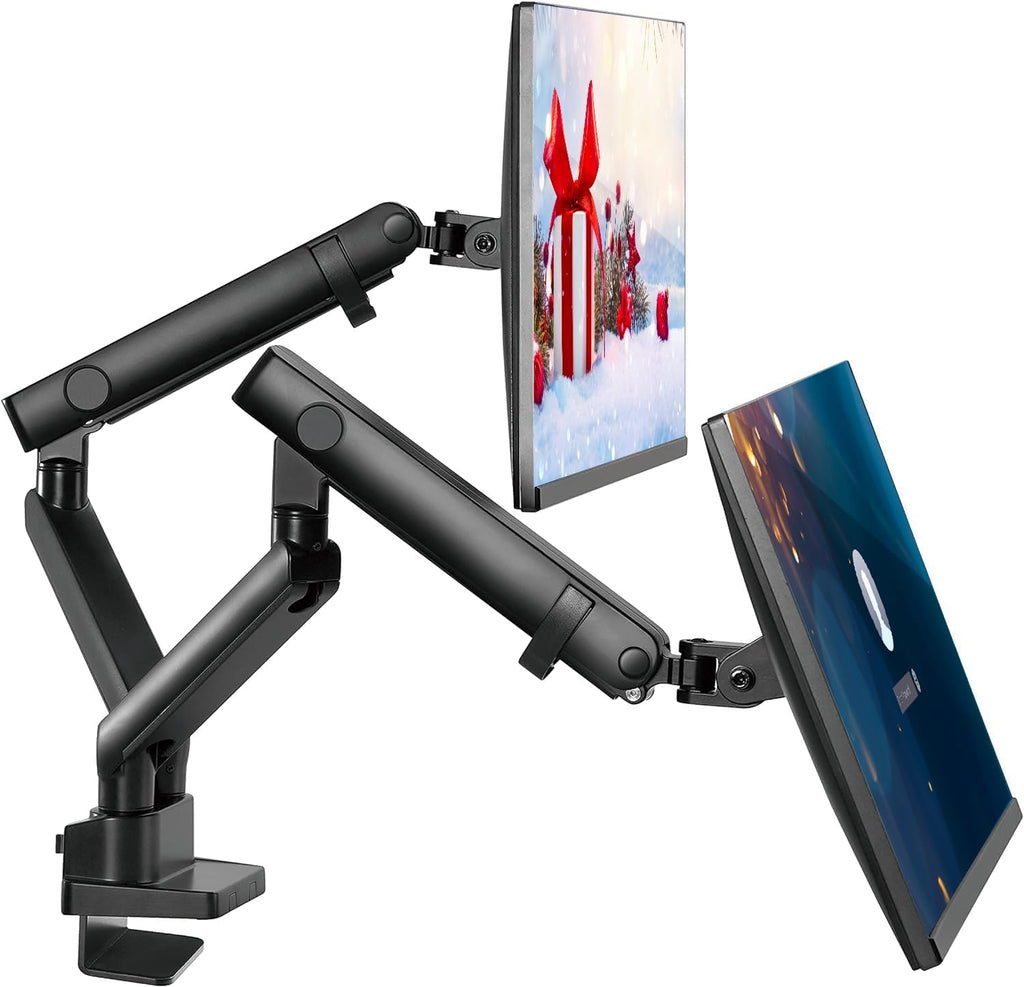 Dual Monitor Arm Desk Mount – Fully Adjustable VESA 75x100mm Gas Spring