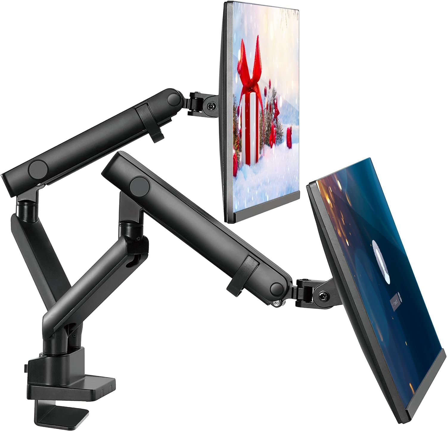 Dual Monitor Arm Desk Mount – Fully Adjustable VESA 75x100mm Gas Spring
