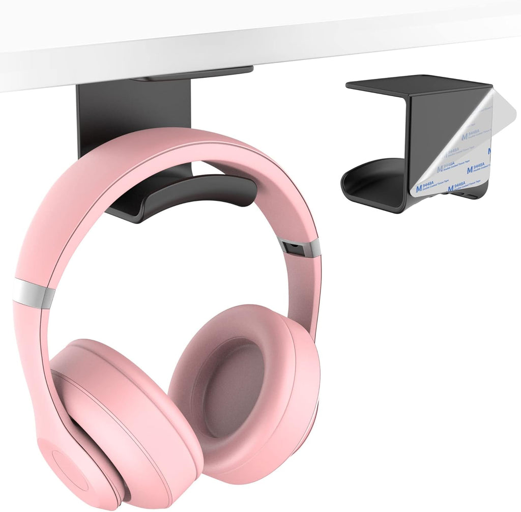 Under-Desk Headphone Hanger Hook with USB Charging Ports – No-Drill Mount