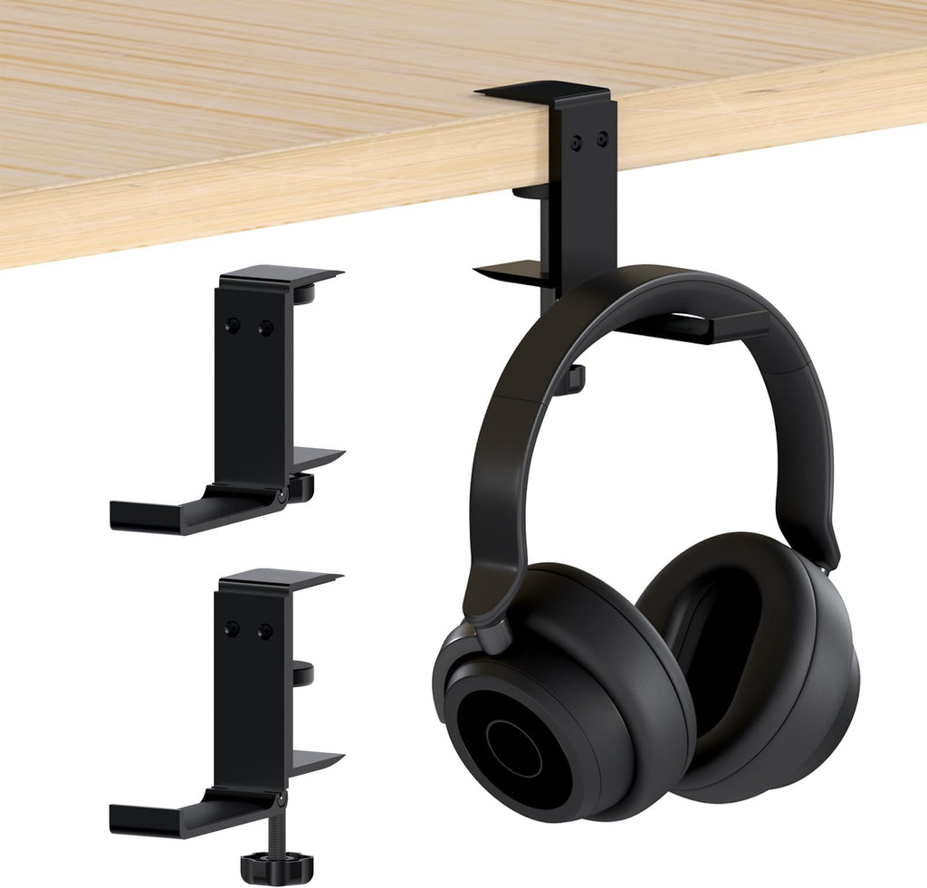 Under-Desk Headphone Hanger Hook with USB Charging Ports – No-Drill Mount