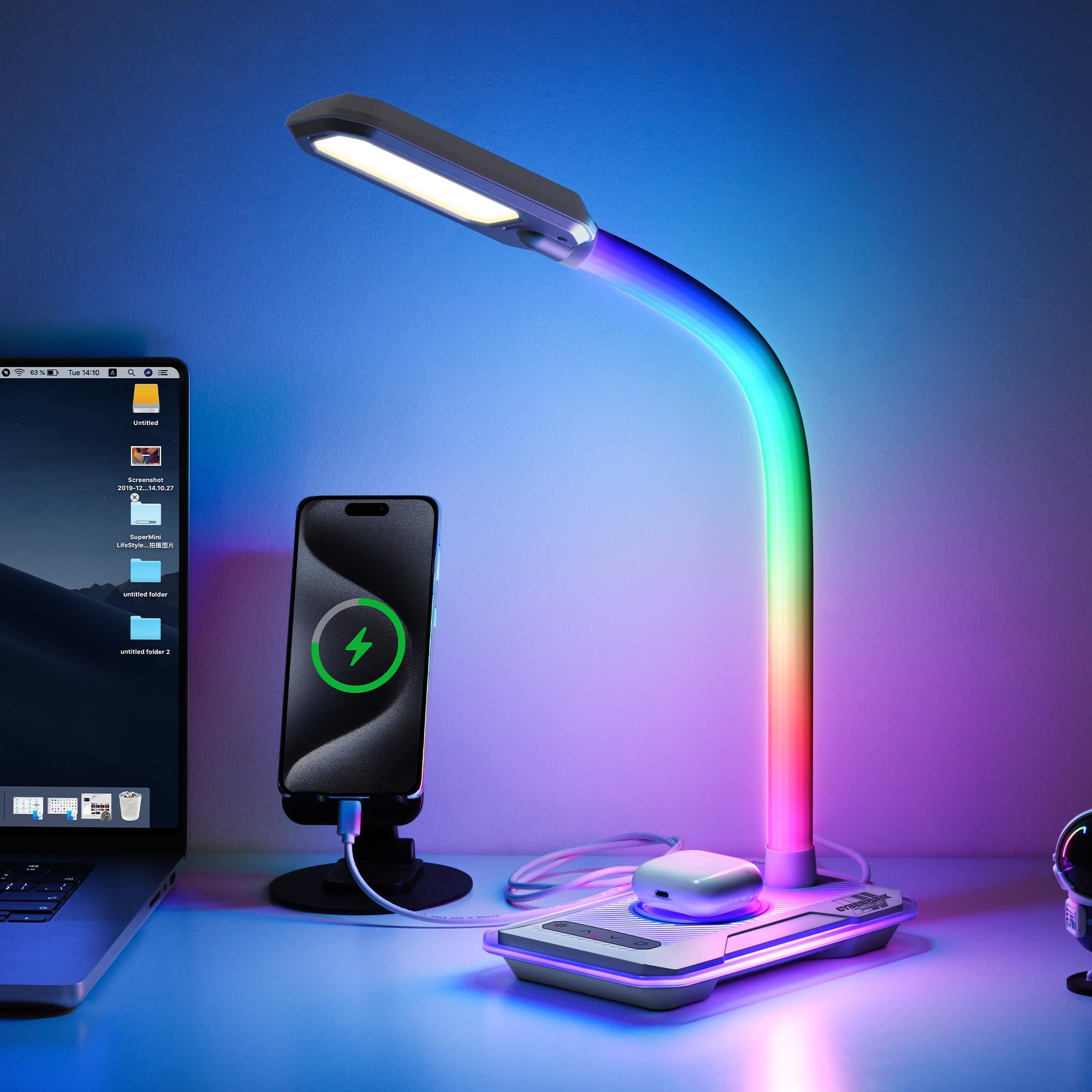 Smart RGB WiFi LED Desk Lamp with Touch Dimmer – App Controlled Reading Light