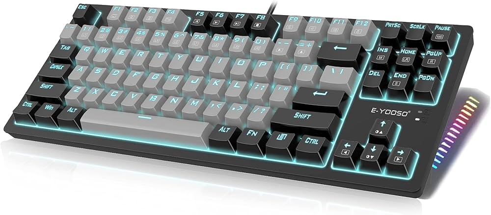RGB Mechanical Gaming Keyboard – TKL Compact 87 Key Backlit with Blue Switches