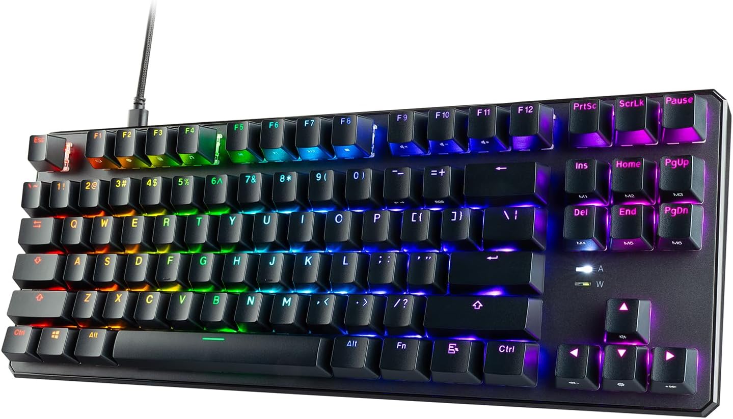 RGB Mechanical Gaming Keyboard – TKL Compact 87 Key Backlit with Blue Switches