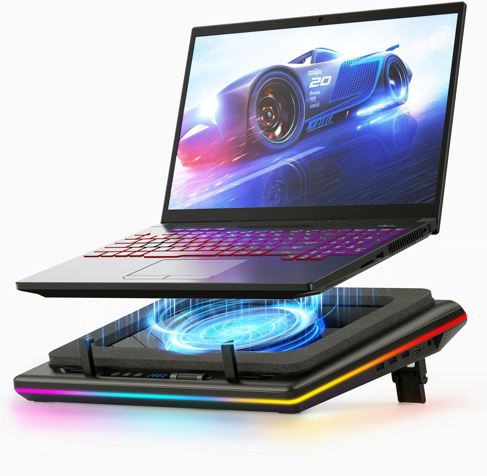 RGB Laptop Cooling Pad – 6 Fan High-Performance Cooler (Coolcold K40)
