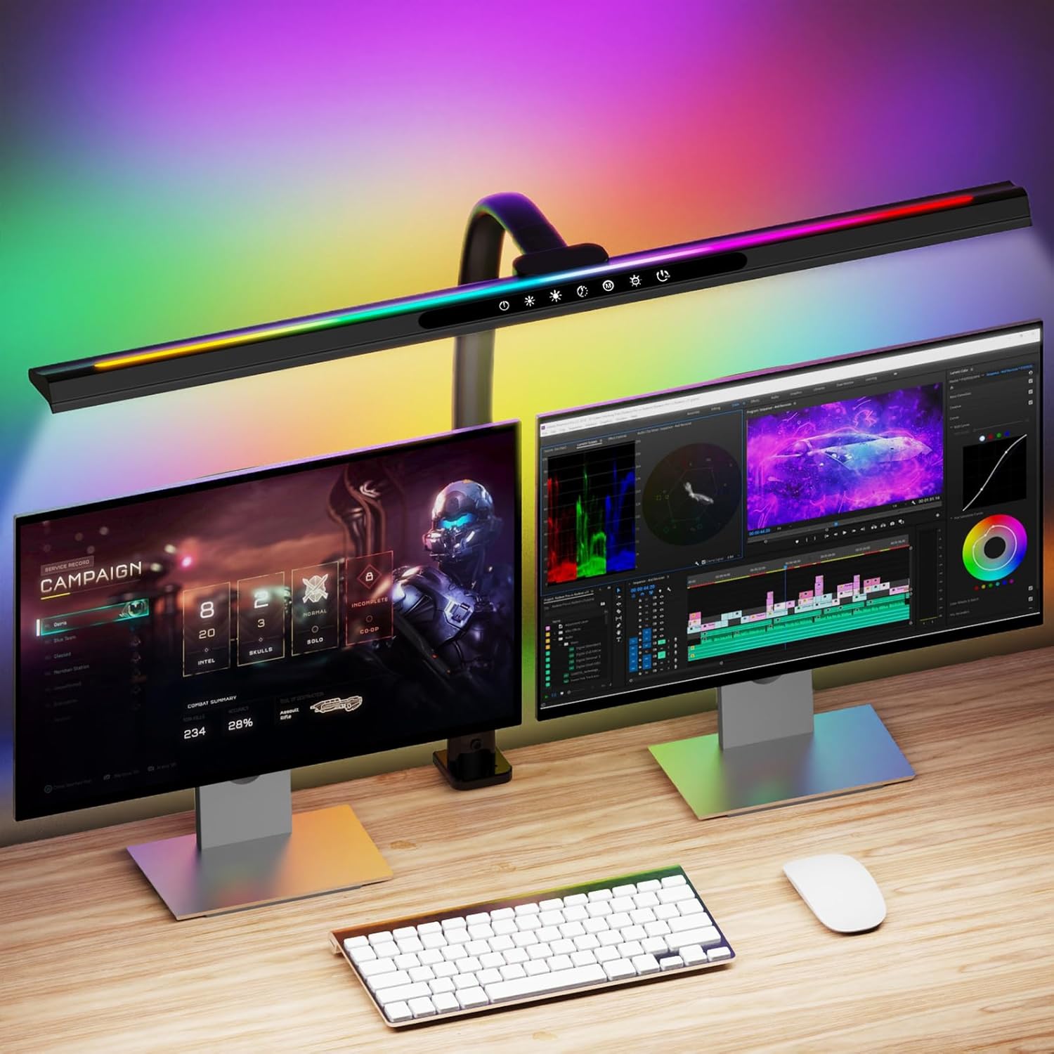Smart RGB WiFi LED Desk Lamp with Touch Dimmer – App Controlled Reading Light