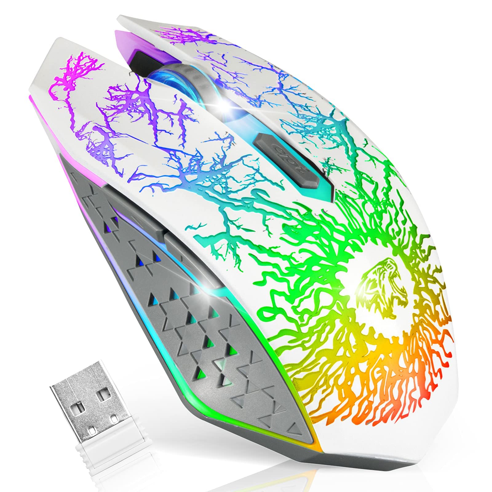 2.4G Wireless RGB Gaming Mouse – Rechargeable Silent Optical Mouse 6 Buttons