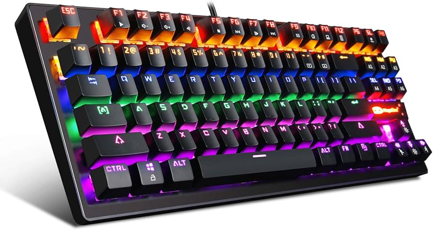 RGB Mechanical Gaming Keyboard – TKL Compact 87 Key Backlit with Blue Switches