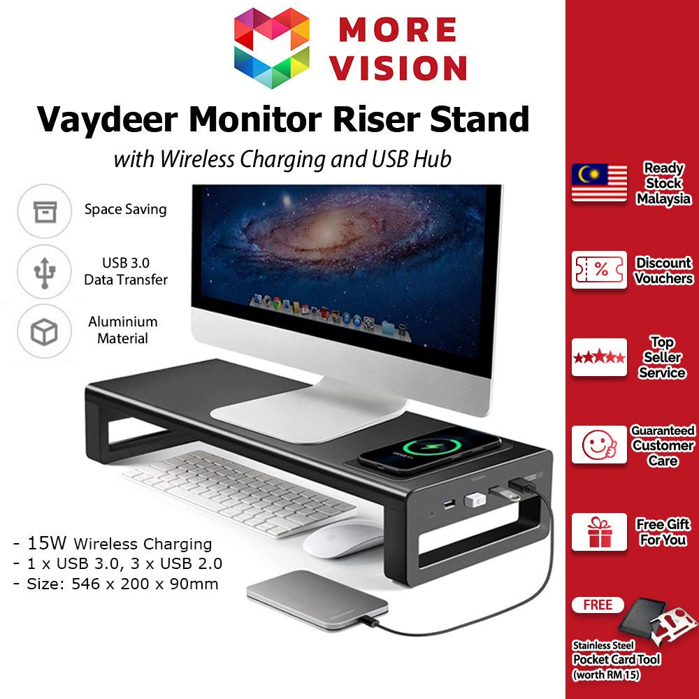 Monitor Stand Riser with USB 3.0 Hub & Storage Shelf (VAYDEER)