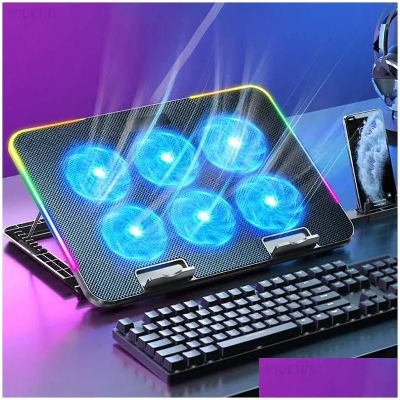 RGB Laptop Cooling Pad – 6 Fan High-Performance Cooler (Coolcold K40)