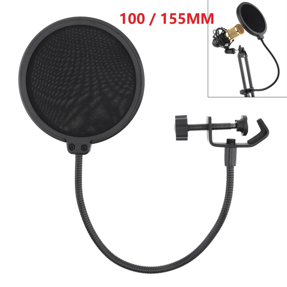 Dual-Layer Microphone Pop Filter 100mm – Studio Recording Windscreen