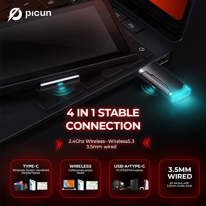 Picun G2 2.4G Wireless Gaming Headset Bluetooth Headphones