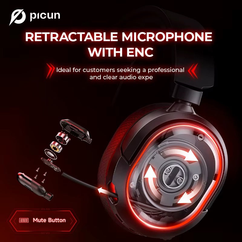 Picun G2 2.4G Wireless Gaming Headset Bluetooth Headphones