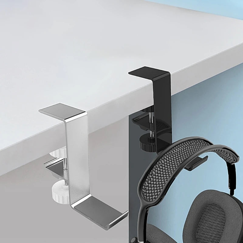 Under-Desk Headphone Hanger Hook with USB Charging Ports – No-Drill Mount