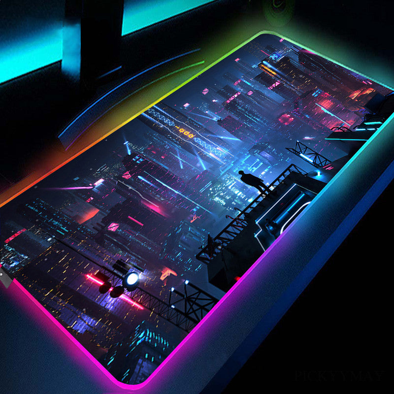 LED Gaming Desk Mat XXL Extended Mouse Pad – RGB Border Waterproof 800x300mm